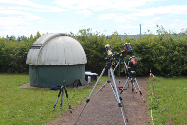 SCT's use mirrored surfaces to make the telescopes more compact and manageable. The SCT's were directed towards the sun and were fitted with solar filters which block 99.999% of light.